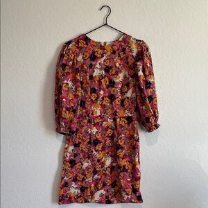 Monki Pink Printed Puff Sleeved Mini Dress